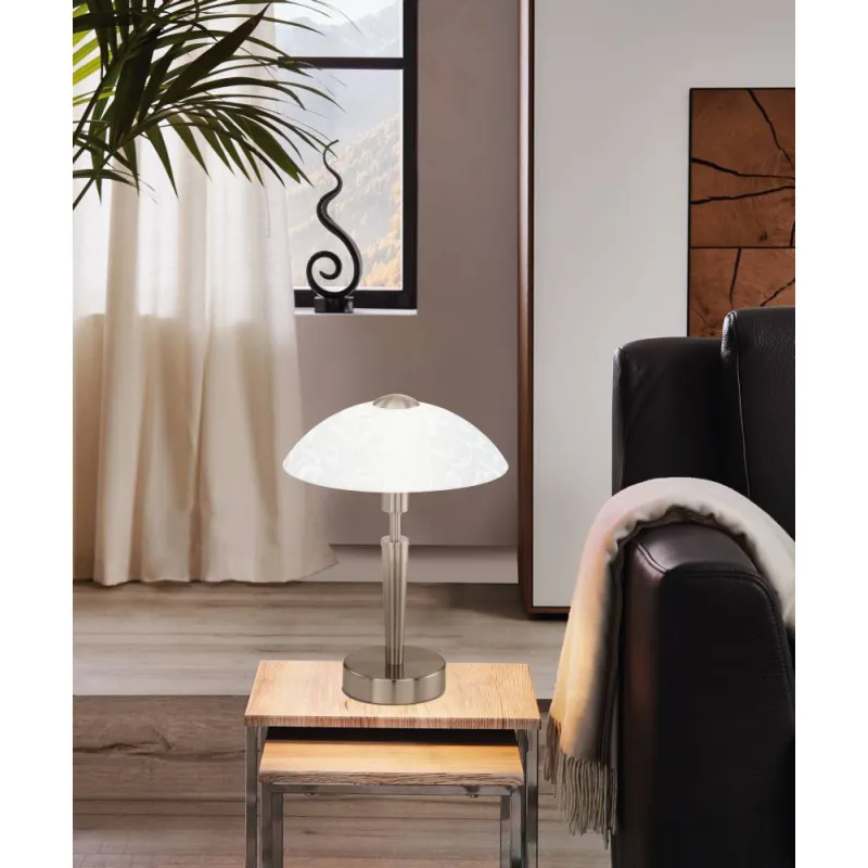 Veioza Eglo Solo 91238, E14 1X60W Ø265Mm, Sticla Satinata, Nichel Mat