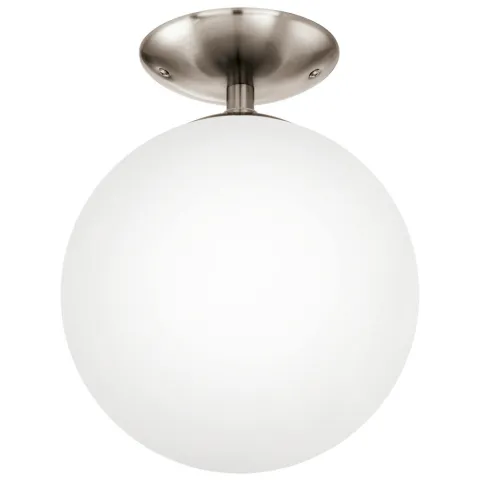 Plafoniera Eglo Rondo 91589, E27 1X60W Ø250Mm, Sticla Opal Mat, Nichel Mat
