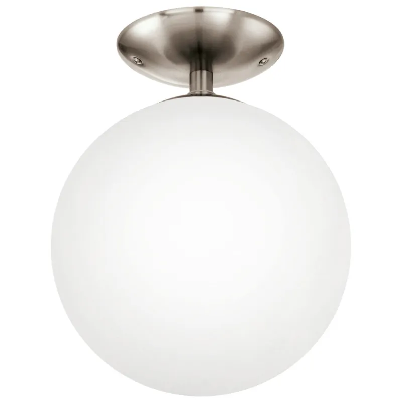 Plafoniera Eglo Rondo 91589, E27 1X60W Ø250Mm, Sticla Opal Mat, Nichel Mat