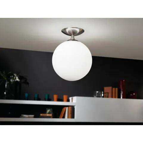 Plafoniera Eglo Rondo 91589, E27 1X60W Ø250Mm, Sticla Opal Mat, Nichel Mat