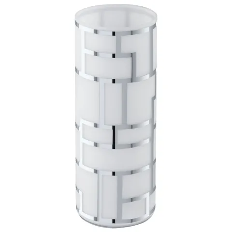 Veioza Eglo Bayman 91971, E27 1X60W Ø105Mm, Sticla Cu Decor, Alb, Crom