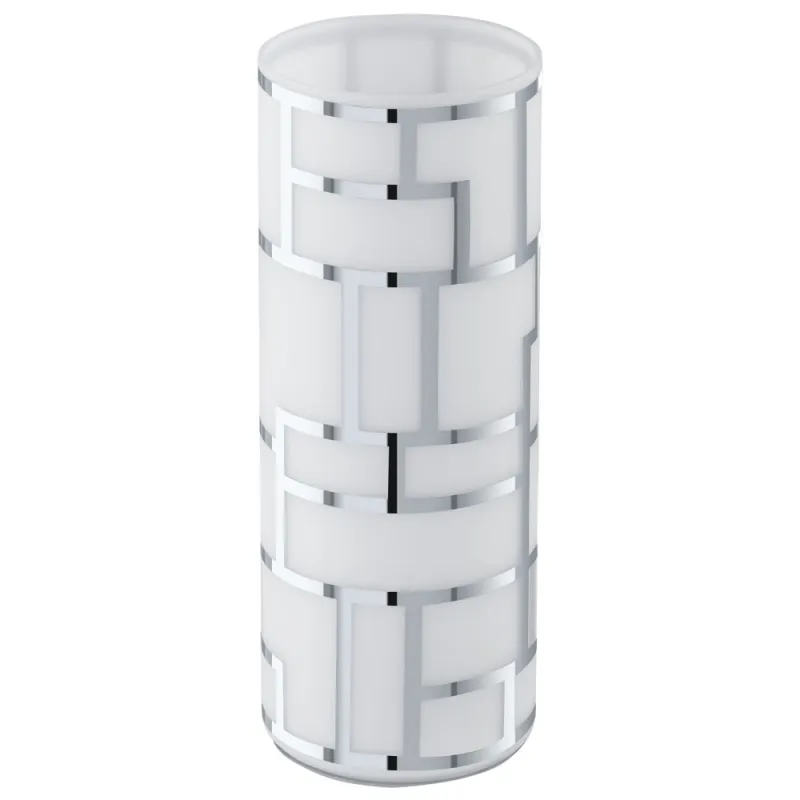 Veioza Eglo Bayman 91971, E27 1X60W Ø105Mm, Sticla Cu Decor, Alb, Crom