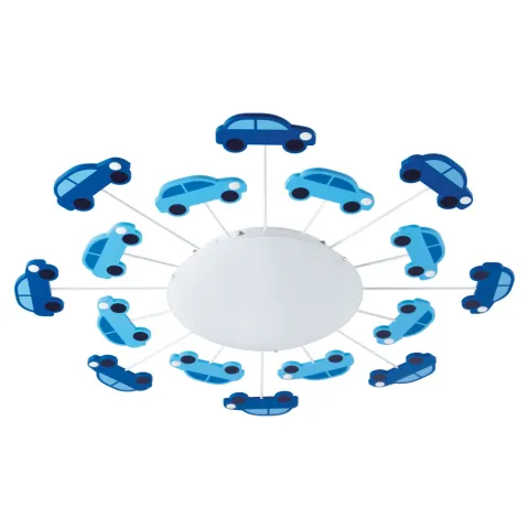 Plafoniera Copii Eglo Viki 1 92146, E27 1X60W Ø630Mm, Sticla Satinata, Albastru