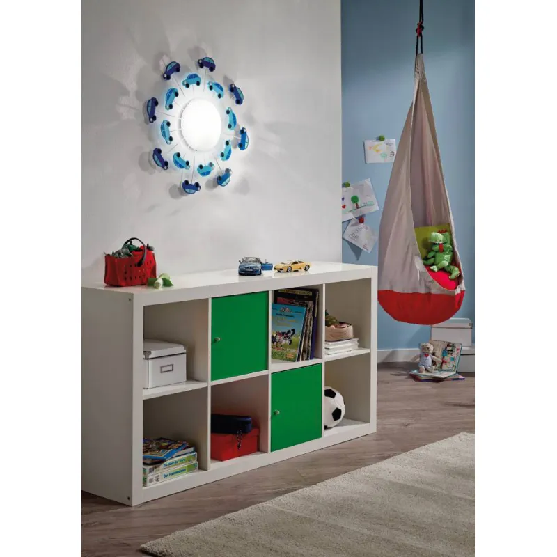 Plafoniera Copii Eglo Viki 1 92146, E27 1X60W Ø630Mm, Sticla Satinata, Albastru