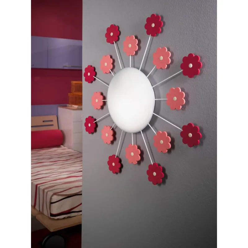 Plafoniera Copii Eglo Viki 1 92147, E27 1X60W Ø615Mm, Sticla Satinata, Roz