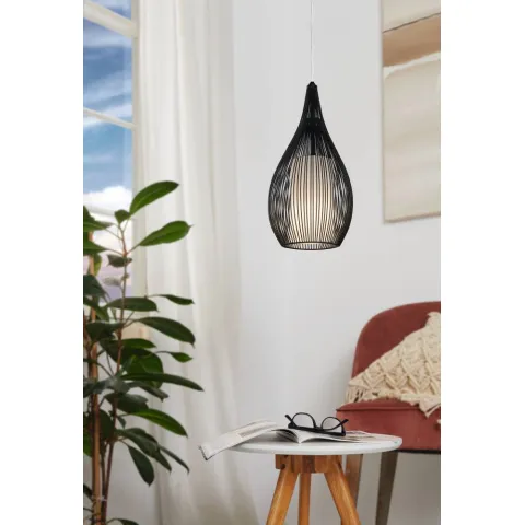 Pendul Eglo Razoni 92252, E27 1X60W Ø190Mm, Alb, Negru