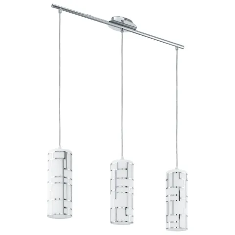 Suspensie Eglo Bayman 92563, E27 3X60W, Sticla Cu Decor, Crom