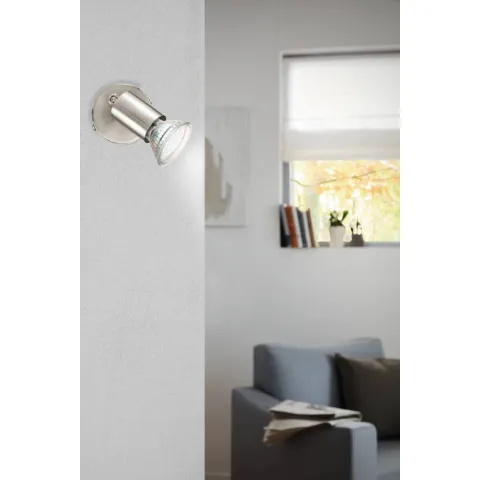 Aplica Eglo Buzz 92595, Gu10 1X3W Ø60Mm, Otel, Nichel Mat