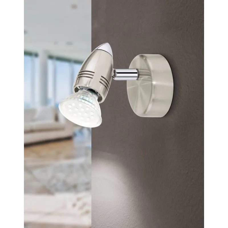Aplica Eglo Magnum 92641, Gu10 1X3W 3000K Ø70Mm, Otel, Nichel Mat, Crom