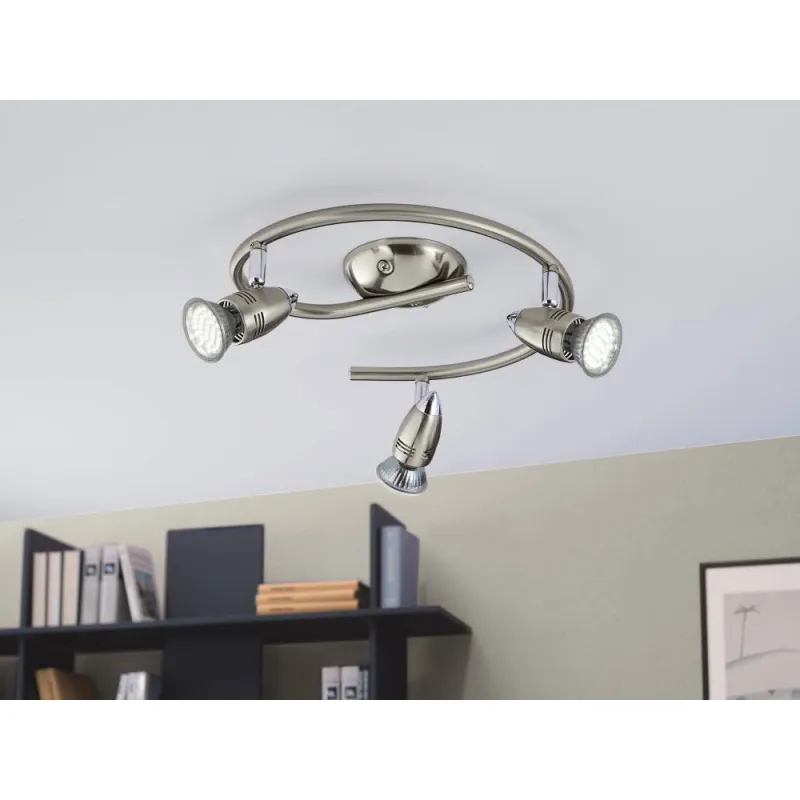 Plafoniera Eglo Magnum-Led 92643, Gu10 3X3W 3000K, Otel, Nichel Mat, Crom
