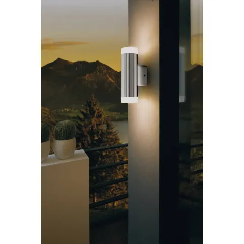 Aplica Exterior Eglo Riga-Led 92736, Gu10 2X3W 4000K Ip44, Inox, Satinat