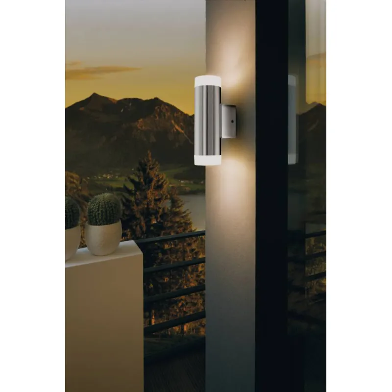Aplica Exterior Eglo Riga-Led 92736, Gu10 2X3W 4000K Ip44, Inox, Satinat