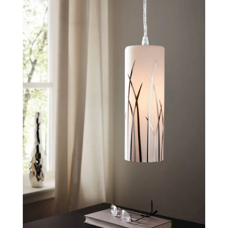 Pendul Eglo Rivato 92739, E27 1X60W Ø90Mm, Alb, Crom