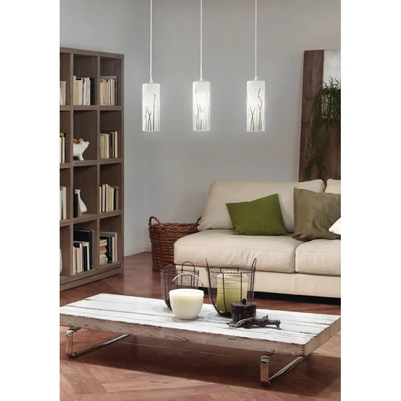 Suspensie Eglo Rivato 92741, E27 3X60W, Sticla Lacuita, Crom