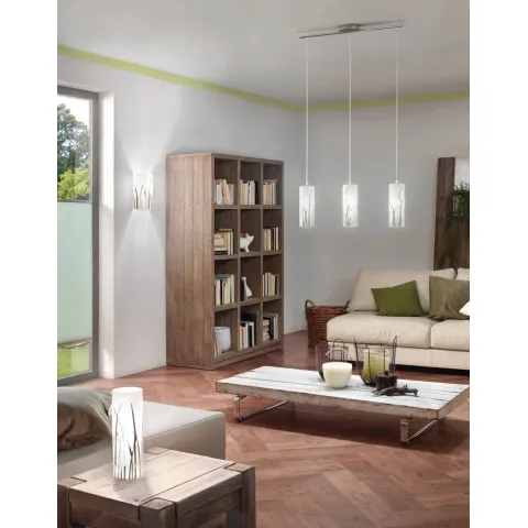 Suspensie Eglo Rivato 92741, E27 3X60W, Sticla Lacuita, Crom