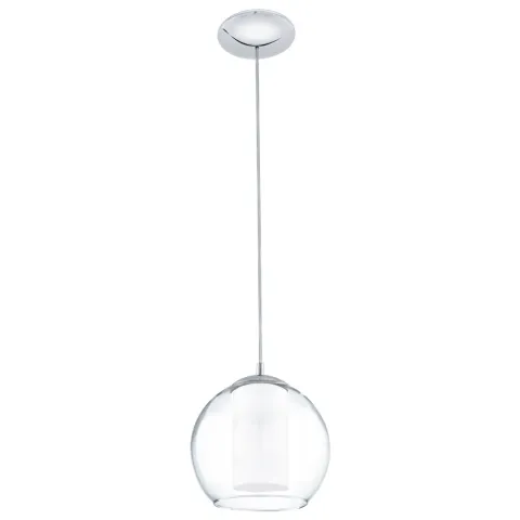 Pendul Eglo Bolsano 92761, E27 1X60W Ø200Mm, Transparent, Alb