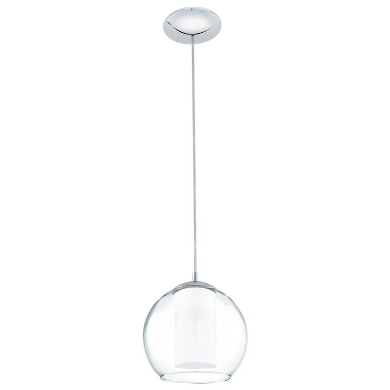 Pendul Eglo Bolsano 92761, E27 1X60W Ø200Mm, Transparent, Alb