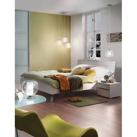 Pendul Eglo Bolsano 92761, E27 1X60W Ø200Mm, Transparent, Alb