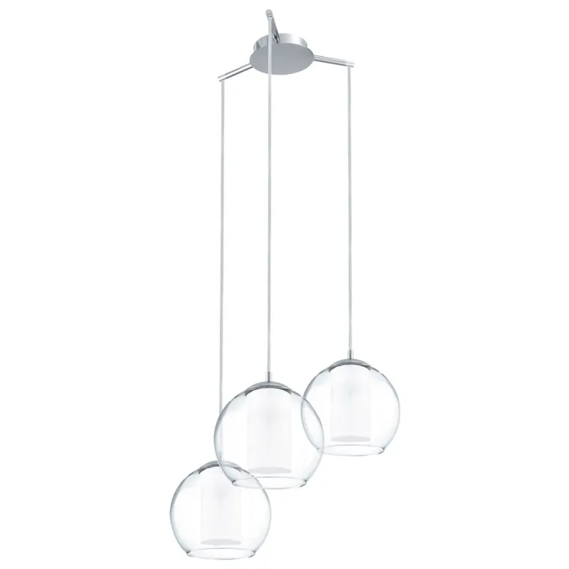 Suspensie Eglo Bolsano 92762, E27 3X60W Ø505Mm, Sticla, Sticla Satinata, Crom