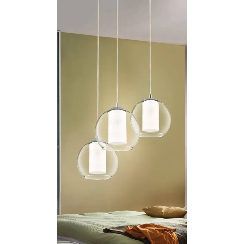 Suspensie Eglo Bolsano 92762, E27 3X60W Ø505Mm, Sticla, Sticla Satinata, Crom