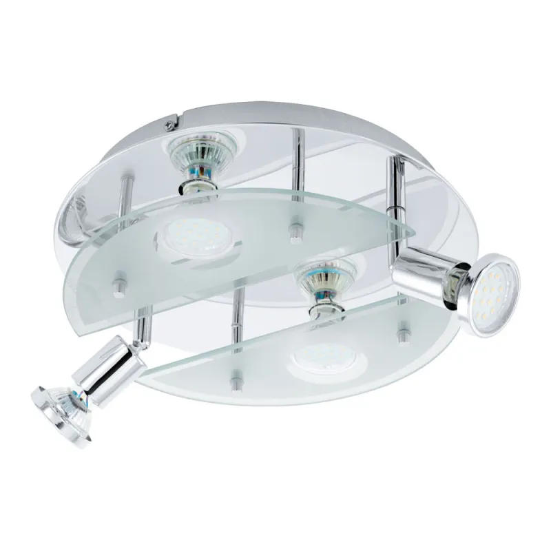 Plafoniera Eglo Cabo 1 93085, Gu10 4X3W 3000K Ø290Mm, Sticla Satinata, Crom