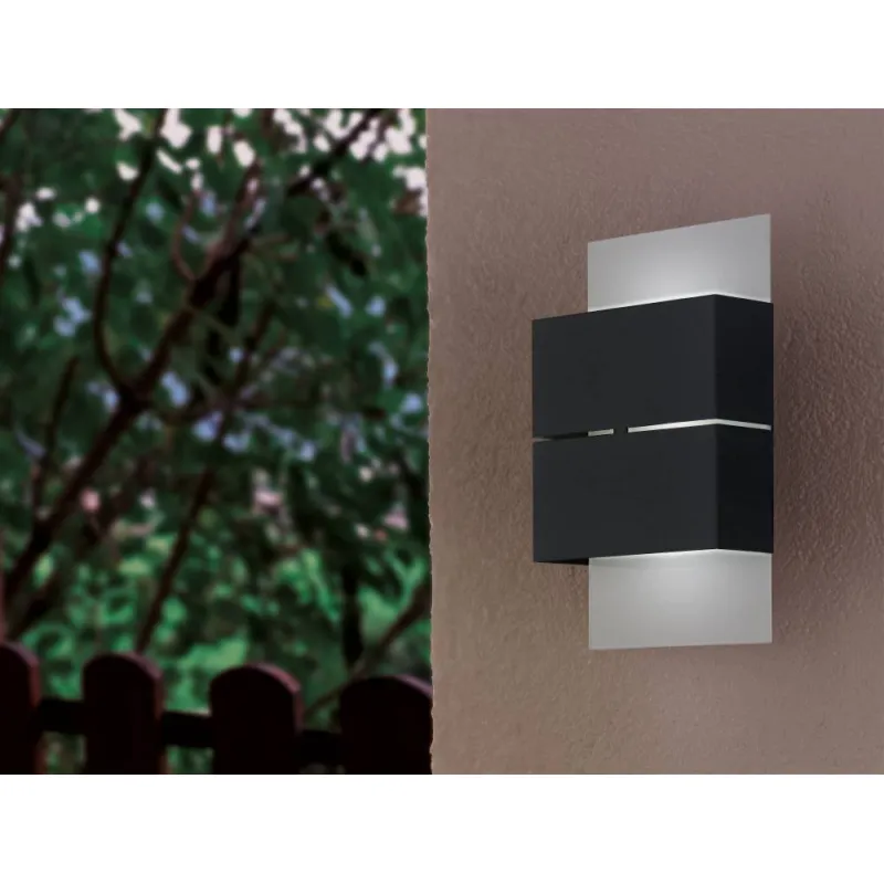 Aplica Exterior Eglo Kibea 93254, Led 2X2.5W 360Lm 3000K Ip44, Otel Zincat, Alb, Antracit