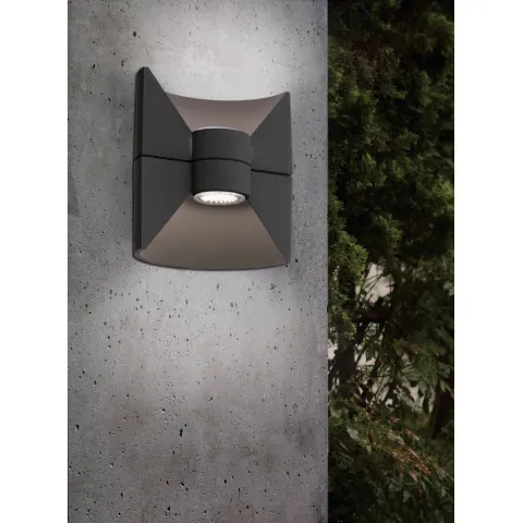 Aplica Exterior Eglo Redondo 93368, Led 2X2.5W 360Lm 3000K Ip44, Aluminiu Turnat, Antracit