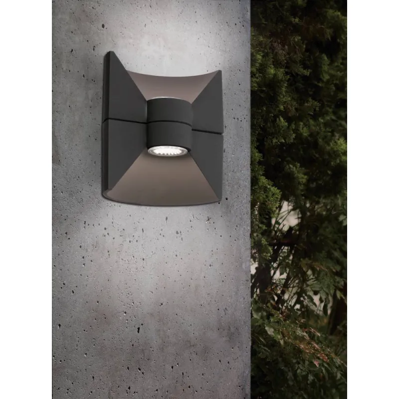 Aplica Exterior Eglo Redondo 93368, Led 2X2.5W 360Lm 3000K Ip44, Aluminiu Turnat, Antracit