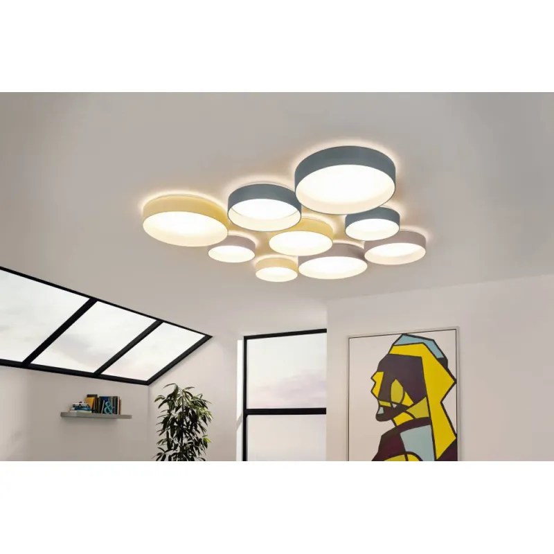 Plafoniera Eglo Palomaro 93949, Led 11W 950Lm 3000K Ø320Mm, Textil, Gri Maroniu