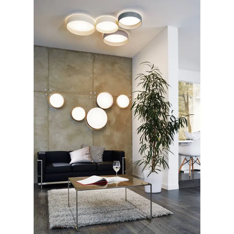 Plafoniera Eglo Palomaro 93949, Led 11W 950Lm 3000K Ø320Mm, Textil, Gri Maroniu