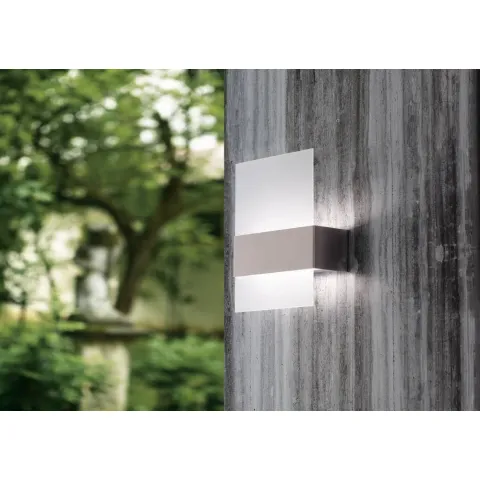 Aplica Exterior Eglo Nadela 93438, Led 2X2.5W 360Lm 3000K Ip44, Sticla Satinata, Inox