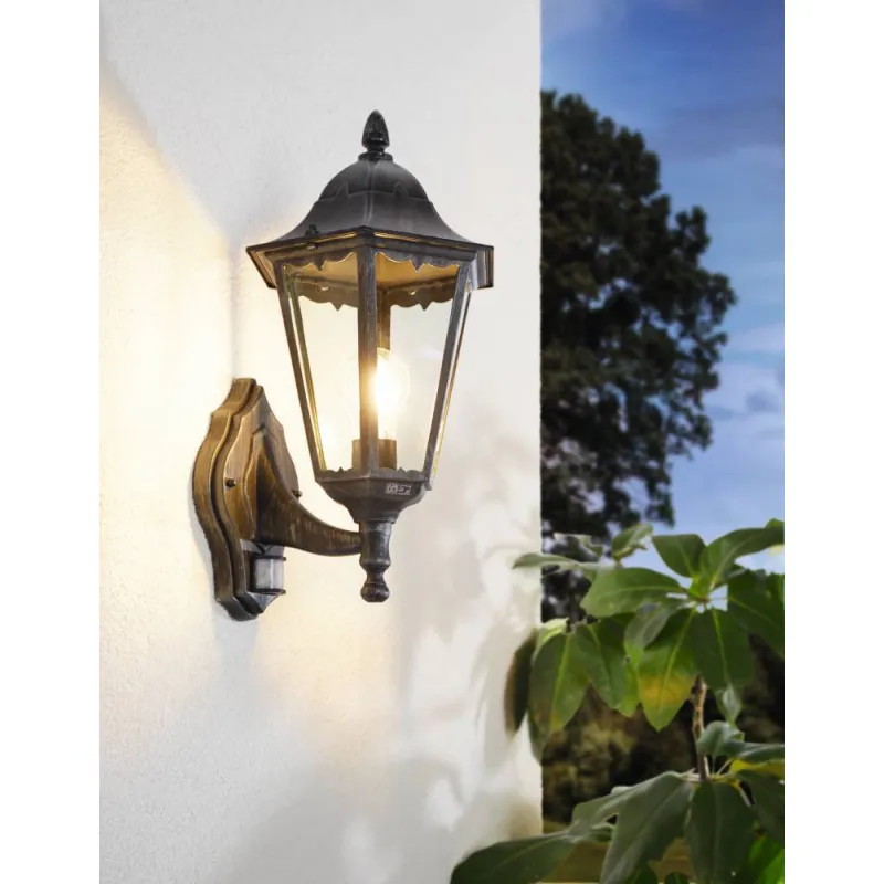 Aplica Exterior Eglo Navedo 93458, E27 1X60W Ip44, Sticla, Argintiu Patinat, Negru