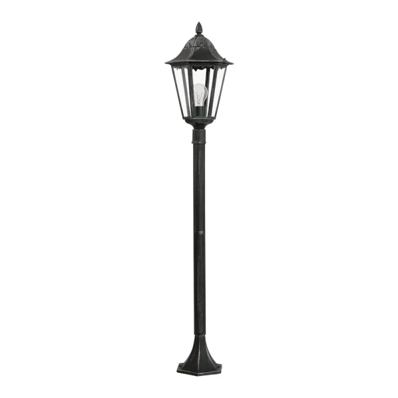 Stalp Exterior Eglo Navedo 93463, E27 1X60W Ip44 Ø230Mm, Argintiu Patinat, Negru