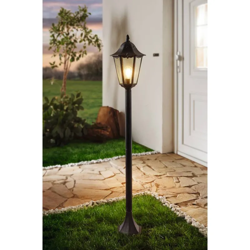 Stalp Exterior Eglo Navedo 93463, E27 1X60W Ip44 Ø230Mm, Argintiu Patinat, Negru