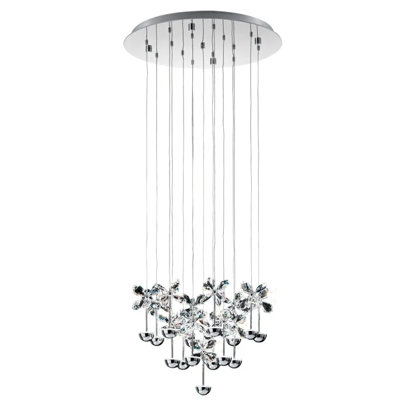 Suspensie Cristal Eglo Pianopoli 93662, Led 15X2.5W 4050Lm 3000K Ø500Mm, Cristal, Transparent
