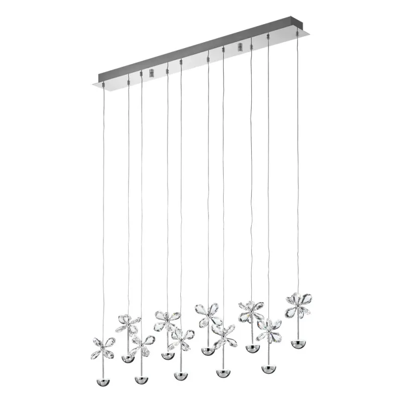 Suspensie Cristal Eglo Pianopoli 93663, Led 10X2.5W 2700Lm 3000K, Cristal, Transparent