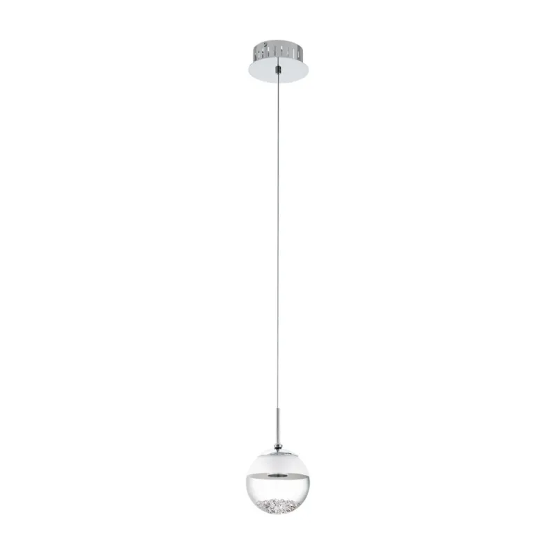 Pendul Cristal Eglo Montefio 1 93708, Led 1X5W 480Lm 3000K Ø140Mm, Alb, Transparent