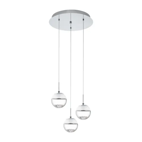 Suspensie Cristal Eglo Montefio 1 93709, Led 3X5W 1440Lm 3000K Ø400Mm, Cristal, Transparent, Alb