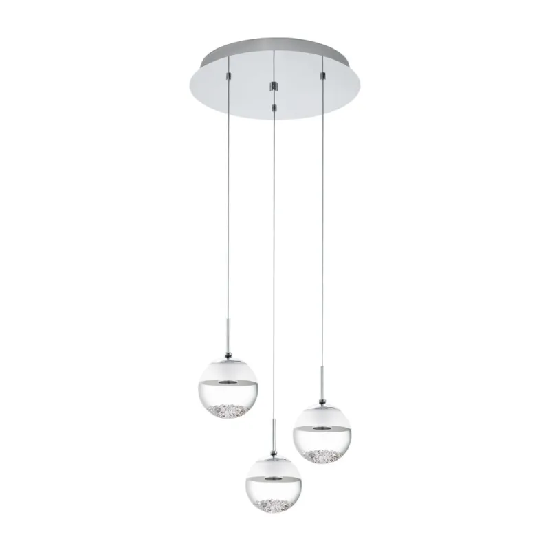 Suspensie Cristal Eglo Montefio 1 93709, Led 3X5W 1440Lm 3000K Ø400Mm, Cristal, Transparent, Alb