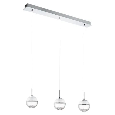 Suspensie Cristal Eglo Montefio 1 93784, Led 3X5W 1440Lm 3000K, Cristal, Alb, Transparent