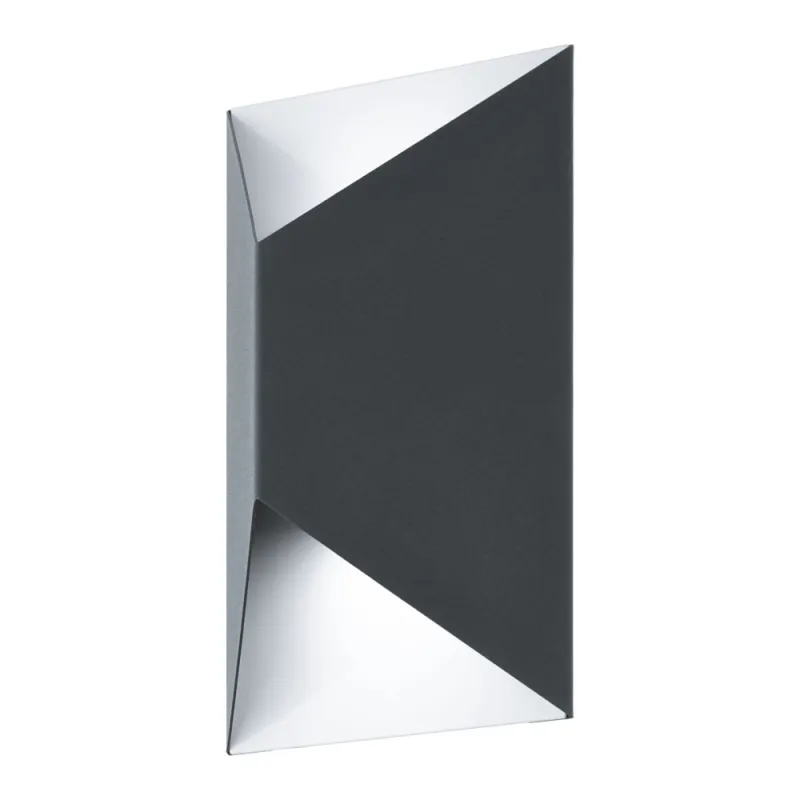 Aplica Exterior Eglo Predazzo 93994, Led 2X2.5W 360Lm 3000K Ip44, Otel Zincat, Antracit, Alb
