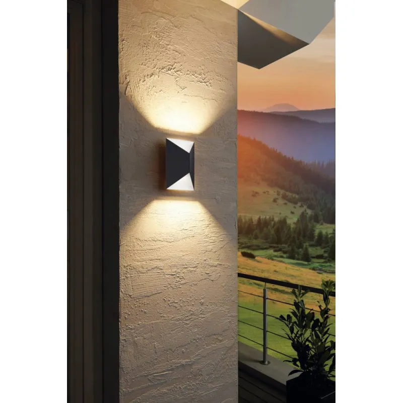 Aplica Exterior Eglo Predazzo 93994, Led 2X2.5W 360Lm 3000K Ip44, Otel Zincat, Antracit, Alb