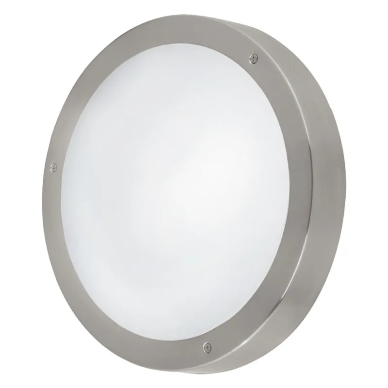 Plafoniera Exterior Eglo Vento 1 94121, Led 11W 950Lm 3000K Ip44 Ø285Mm, Sticla, Inox