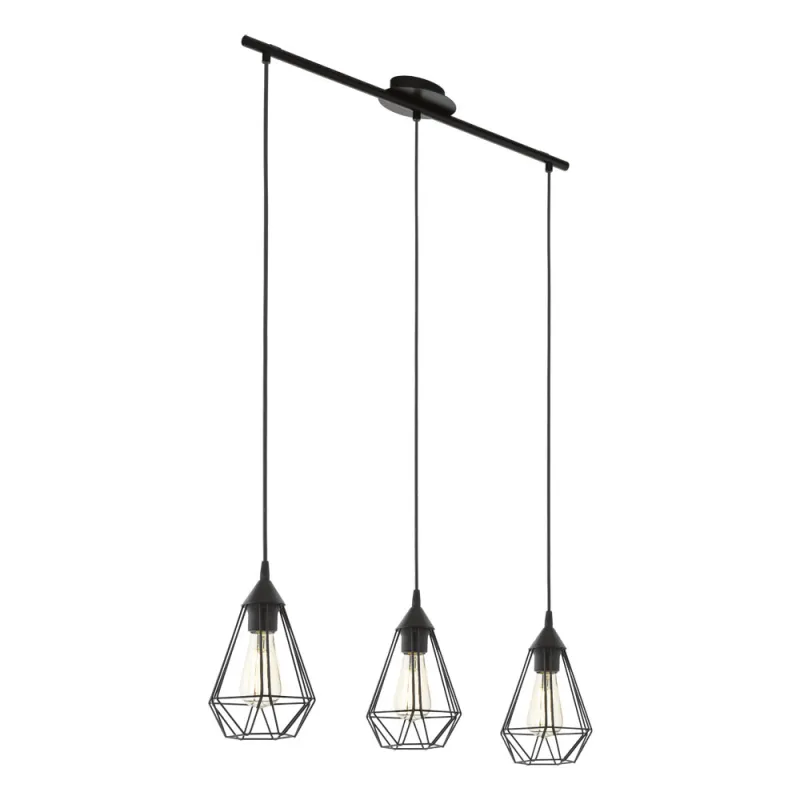 Suspensie Vintage Eglo Tarbes 94189, E27 3X60W, Otel, Negru