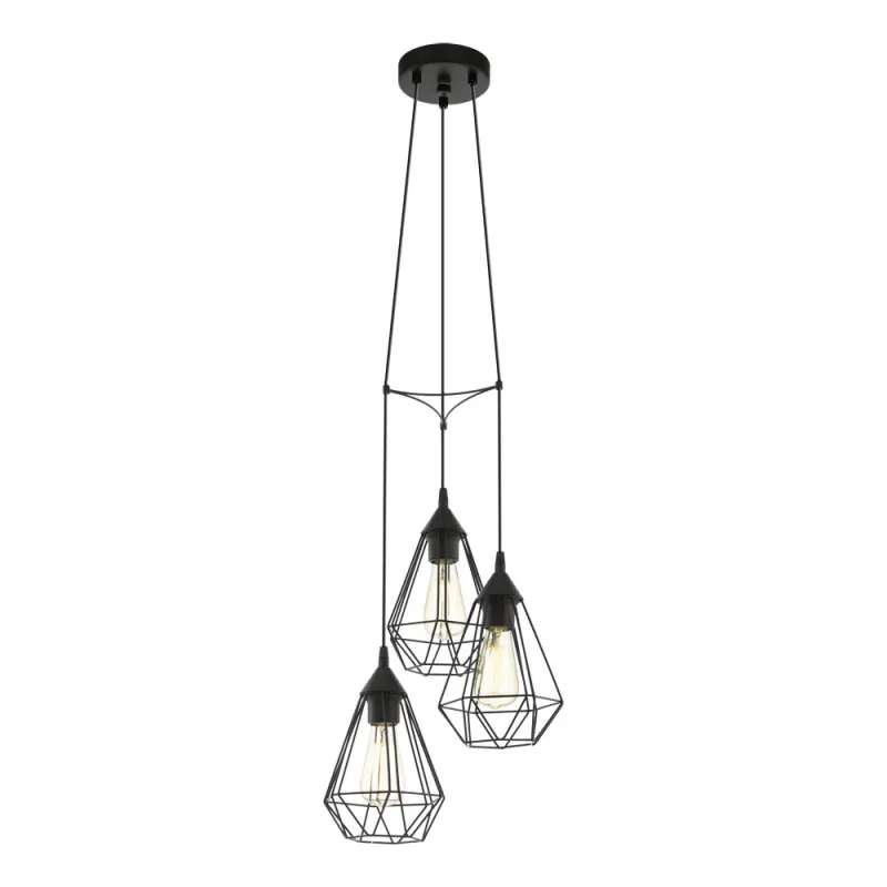Suspensie Vintage Eglo Tarbes 94191, E27 3X60W Ø310Mm, Otel, Negru