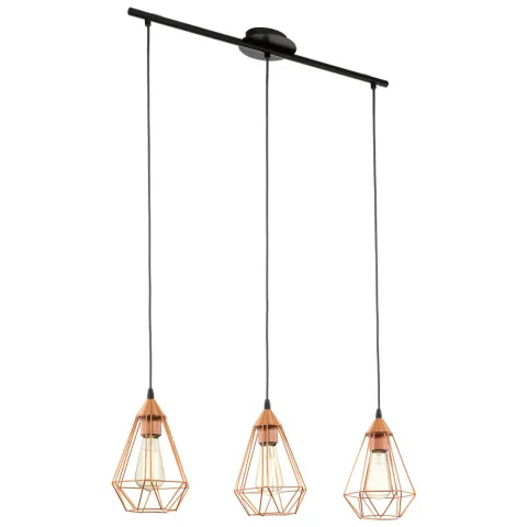 Suspensie Vintage Eglo Tarbes 94195, E27 3X60W, Otel, Cupru