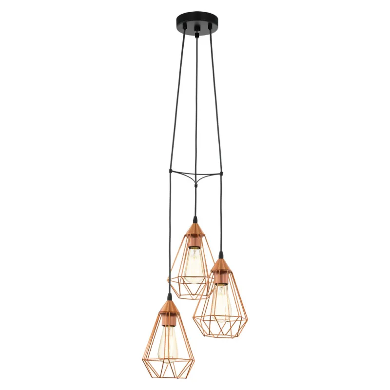 Suspensie Vintage Eglo Tarbes 94196, E27 3X60W Ø310Mm, Otel, Cupru