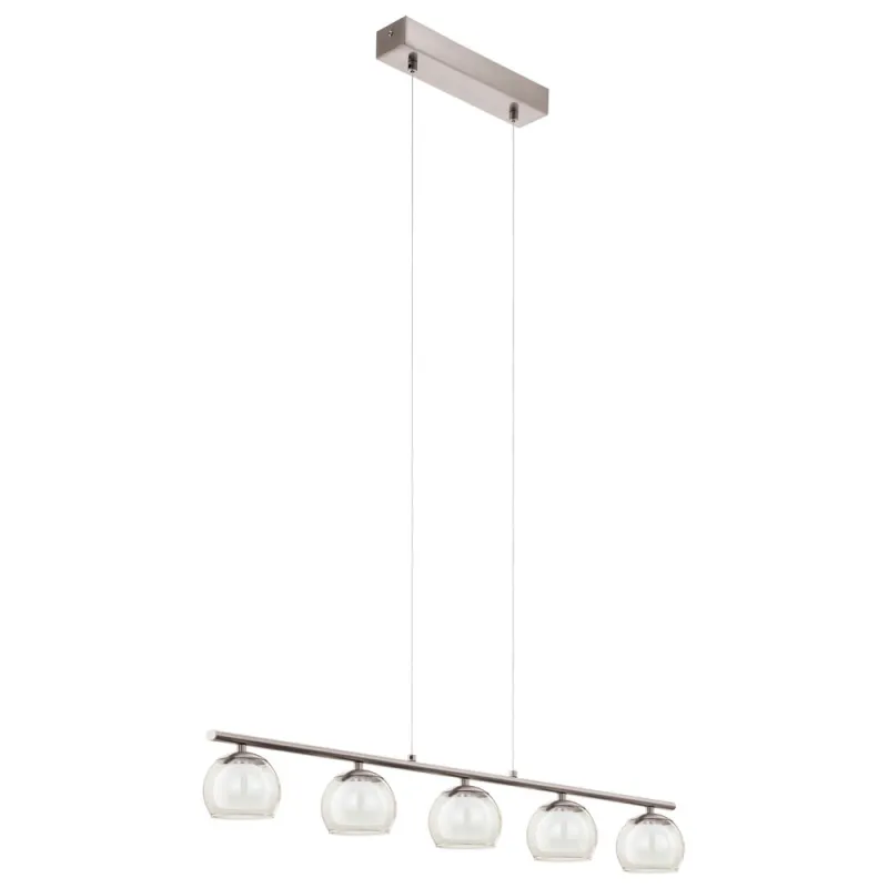Suspensie Eglo Ascolese 94319, Led 5X3.3W 1700Lm 3000K, Sticla, Sticla Satinata, Chihlimbar