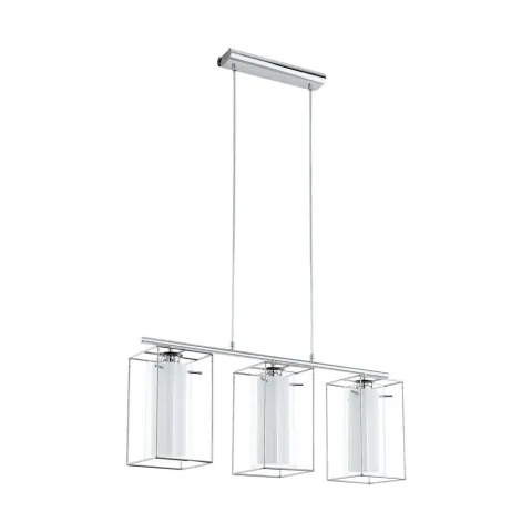 Suspensie Eglo Loncino 1 94378, E27 3X60W, Sticla, Sticla Satinata, Crom