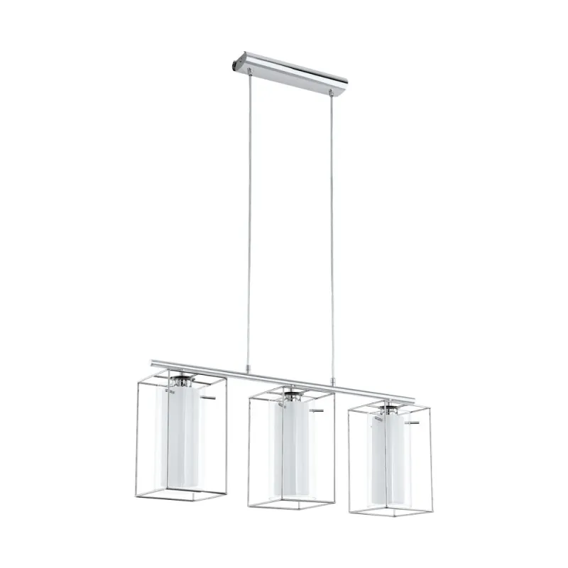 Suspensie Eglo Loncino 1 94378, E27 3X60W, Sticla, Sticla Satinata, Crom